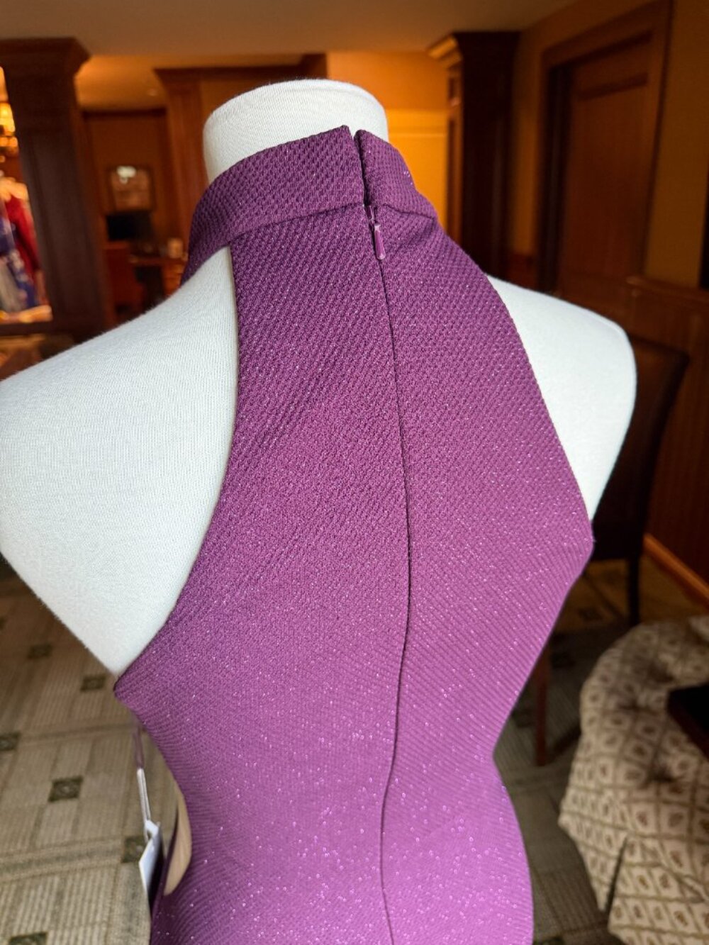 NWT Jovani 55191A Purple Glitter High Neck Mini Dress - size 8 - Picture 3 of 13